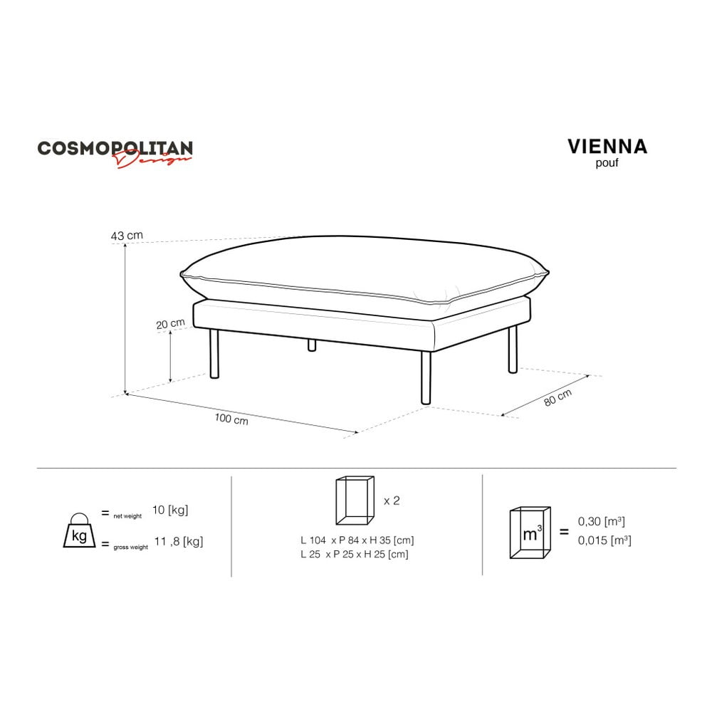 Obrázok Zelená podnožka Cosmopolitan Design Vienna, 100 × 80 cm