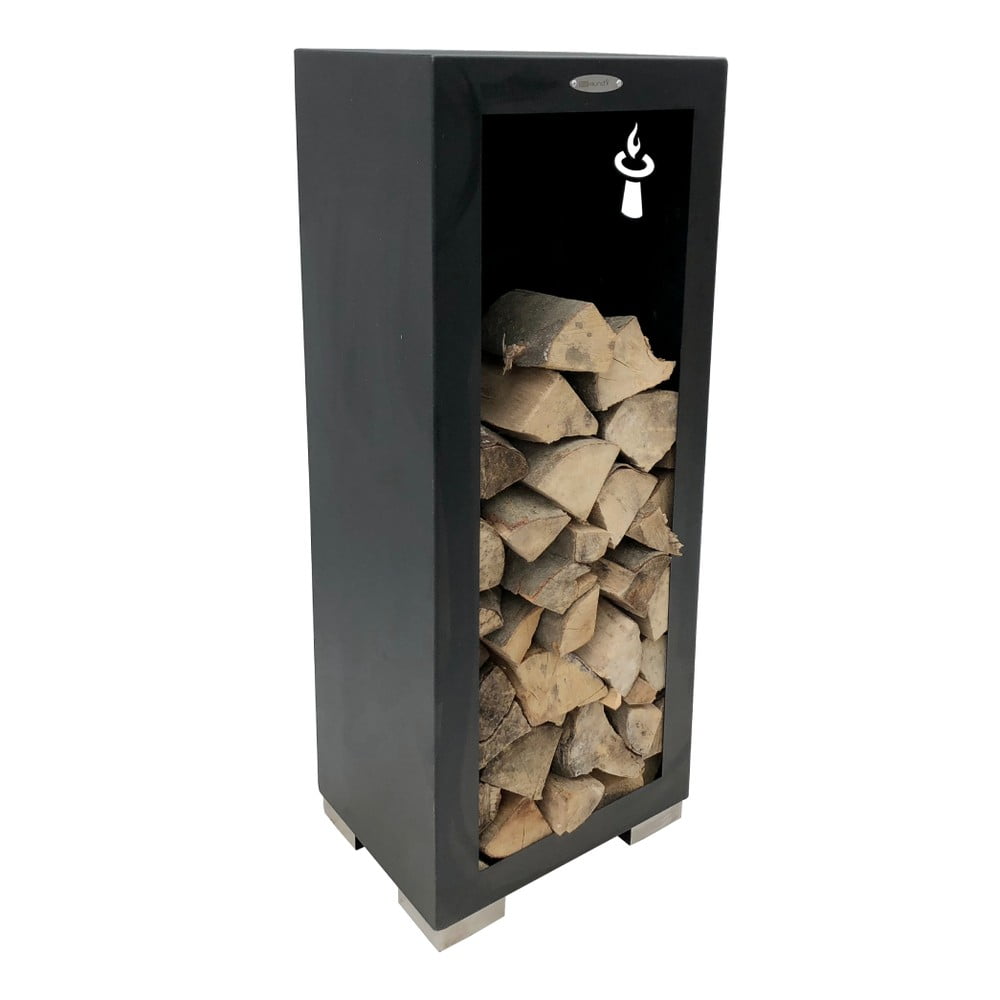 E-shop Čierny oceľový zásobník na drevo Remundi, šírka 50 cm