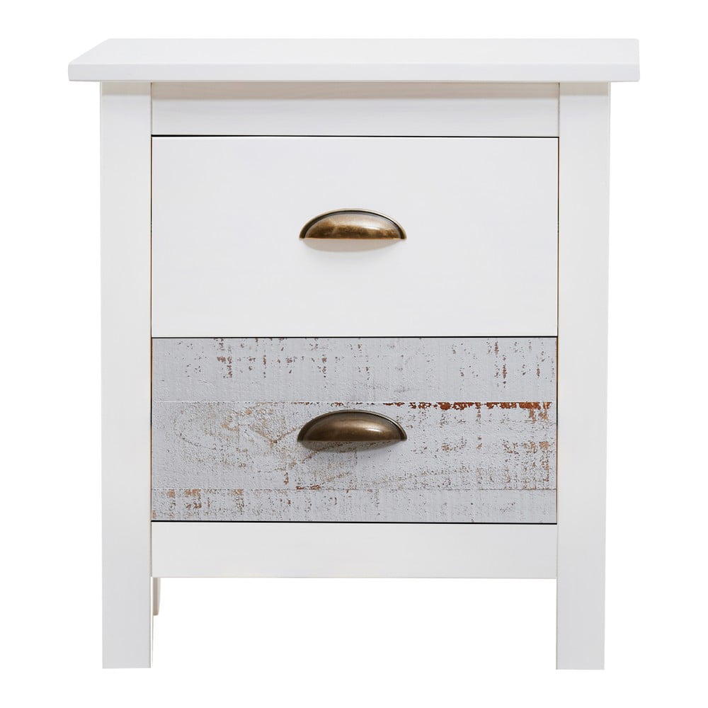 E-shop Bielo-sivý nočný stolík Marckeric Romantica, 46 × 50 cm