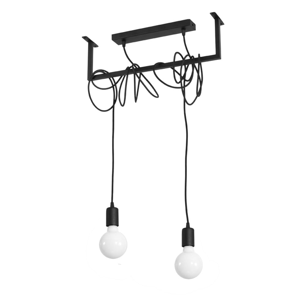 E-shop Čierne závesné svietidlo Nice Lamps Vakors, dĺžka 50 cm