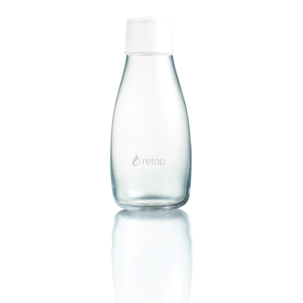 E-shop Biela sklenená fľaša ReTap s doživotnou zárukou, 300 ml