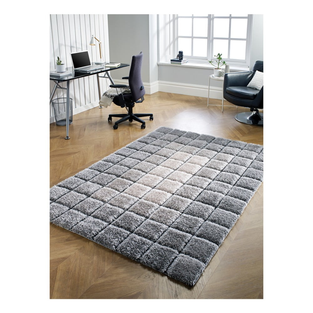 Obrázok Koberec Flair Rugs Velvet 3D Cube Grey, 120 × 170 cm