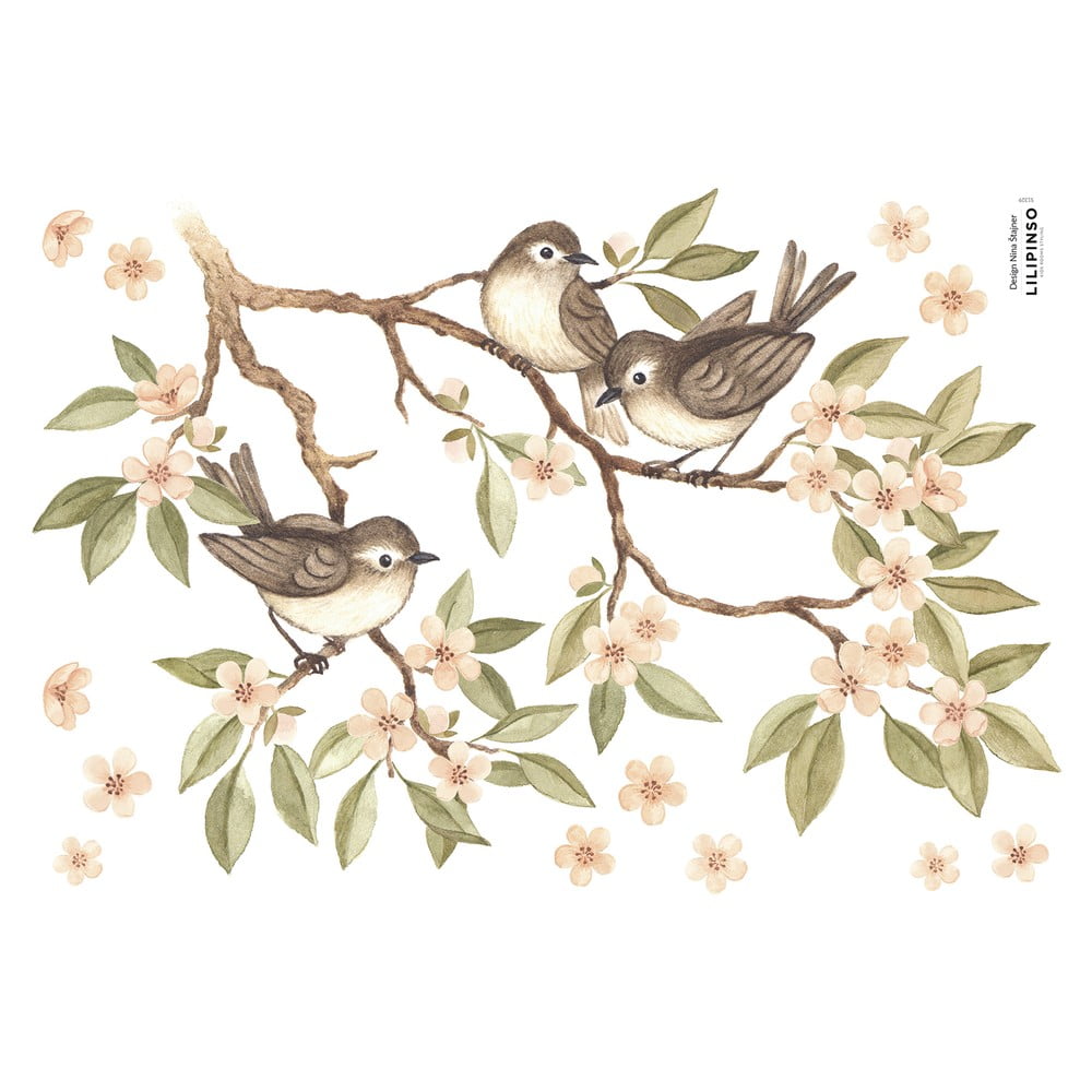 Hárok samolepiek 30x42 cm Branch And Sparrows – Lilipinso