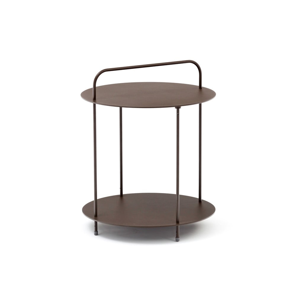 E-shop Záhradný kovový odkladací stolík v hnedej farbe Ezeis Plip, ø 45 cm