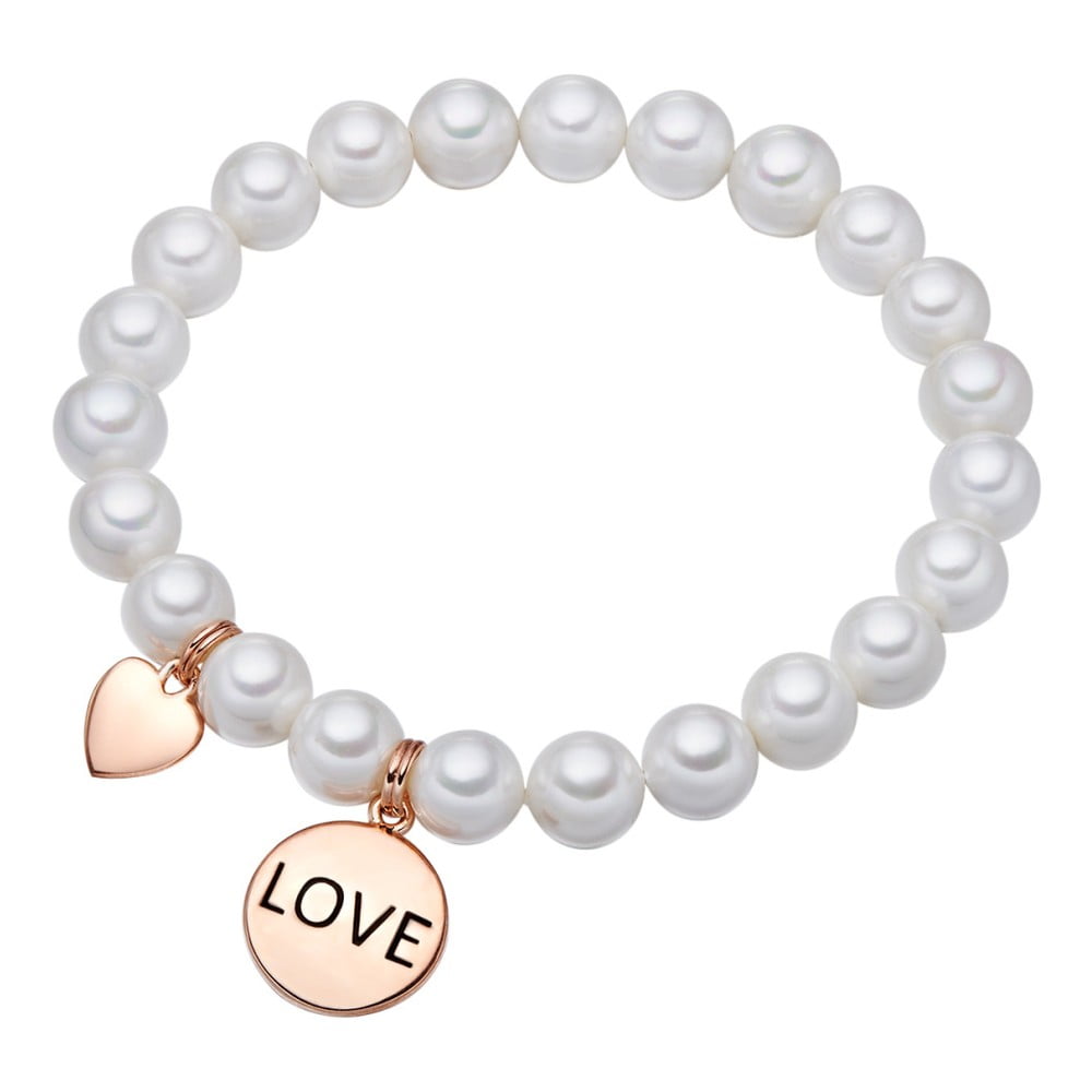 Biely perlový náramok Pearls of London Love, dĺžka 19 cm