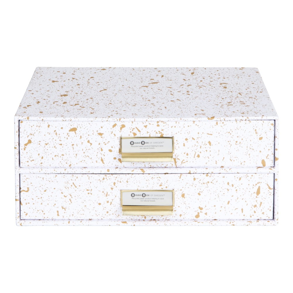 E-shop Zásuvkový box s 2 zásuvkami v zlato-bielej farbe Bigso Box of Sweden Birger