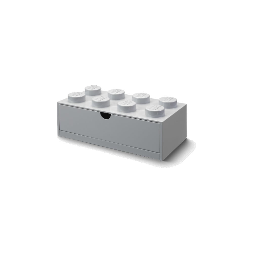 E-shop Sivý stolový box so zásuvkou LEGO® Brick, 31,6 x 11,3 cm