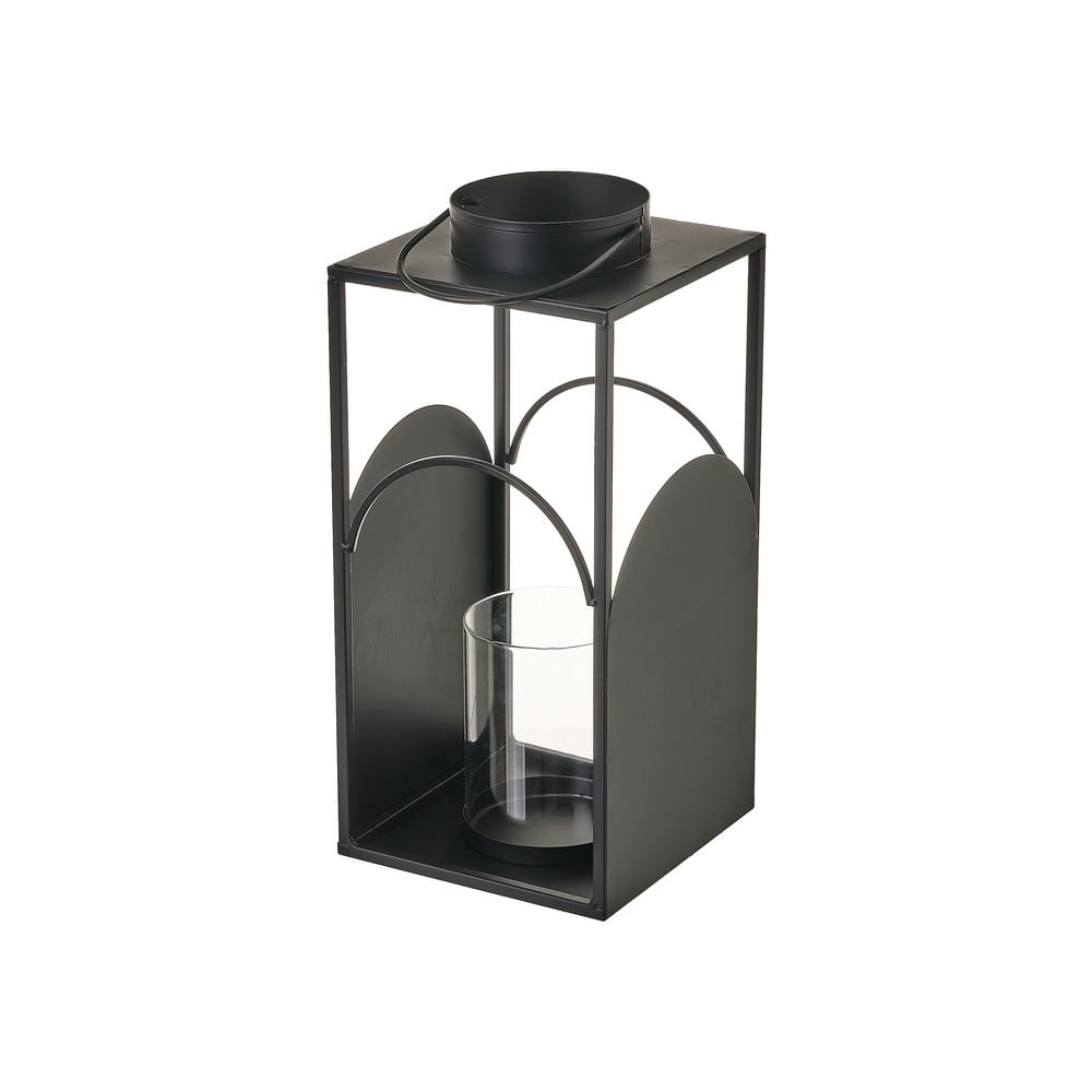 E-shop Čierny kovový lampáš Casa Selección, výška 35 cm