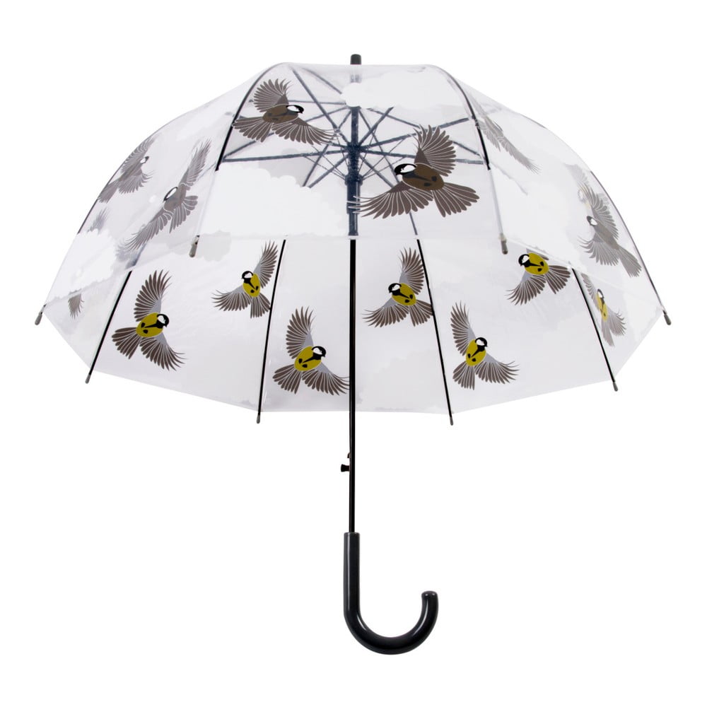 Transparentný dáždnik s potlačou vtáčikov Esschert Design, ⌀ 80,8 cm