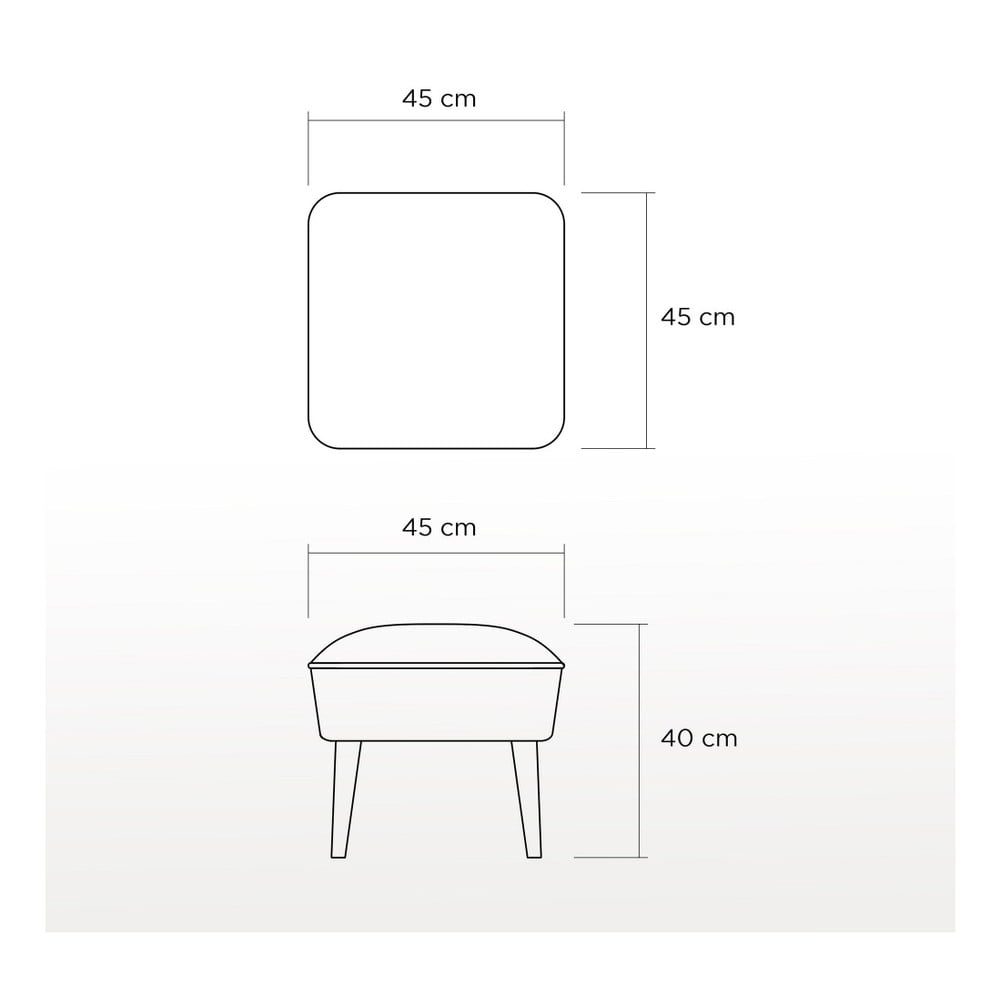 Obrázok Taburet s drevenými nohami Damo Sway, 45 × 45 cm