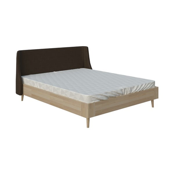 Hnedá dvojlôžková posteľ PreSpánok Lagom Side Wood, 140 x 200 cm