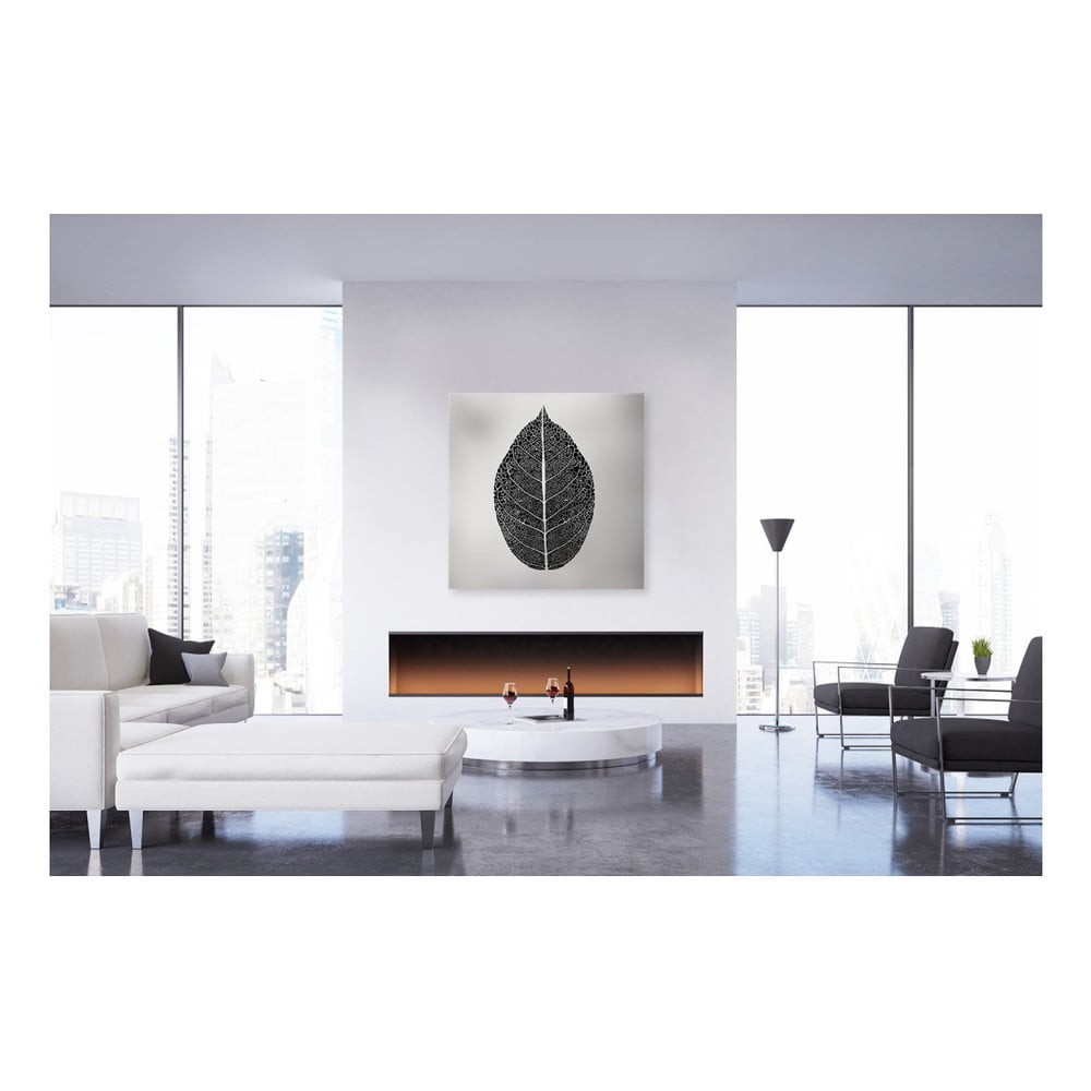 Obrázok Obraz Styler Canvas Silver Uno Black Leaf, 65 × 65 cm