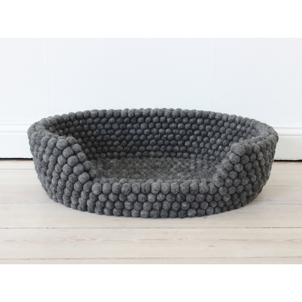 Obrázok Antracitovosivý guľôčkový vlnený pelech pre domáce zvieratá Wooldot Ball Pet Basket, 80 x 60 cm