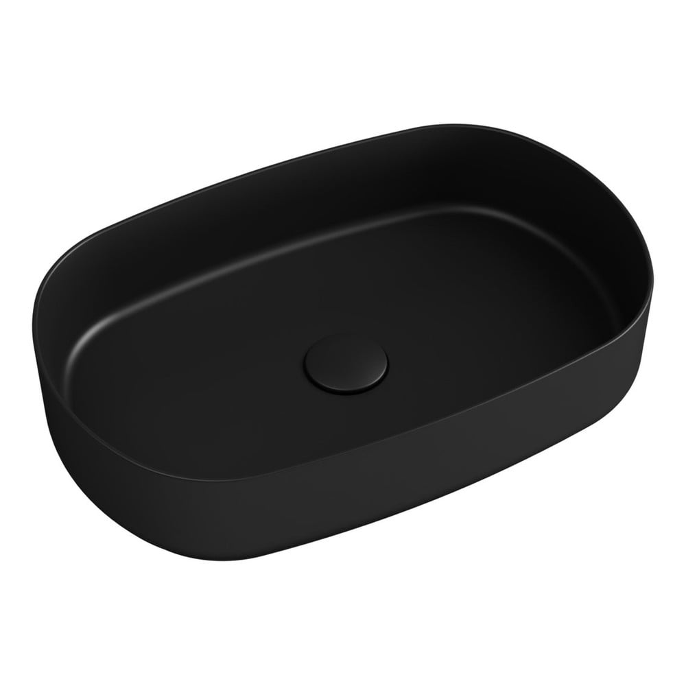 E-shop Čierne keramické umývadlo Sapho Infinity Oval, 55 x 36 cm