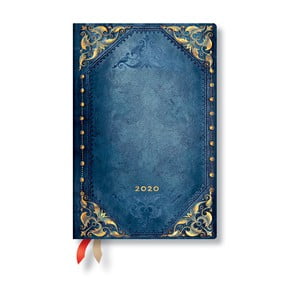 Modrý diár na rok 2020 v mäkkej väzbe Paperblanks Peacock Punk, 160 strán