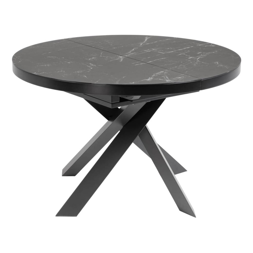 Čierny okrúhly rozkladací jedálenský stôl s keramickou doskou ø 160 cm Vashti – Kave Home
