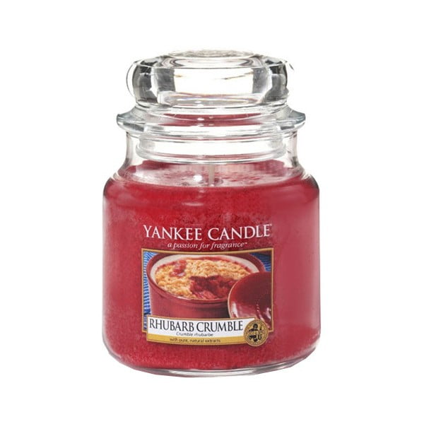 Vonná sviečka Yankee Candle Rebarborový Crumble, doba horenia 65 - 90 hodín