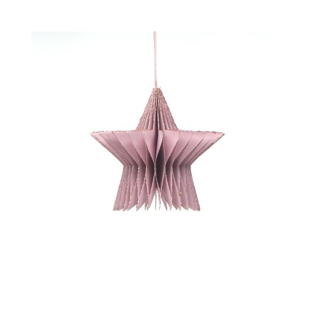 E-shop Papierová vianočná ozdoba v tvare hvezdy v ružovozlatej farbe Only Natural, dĺžka 7,5 cm