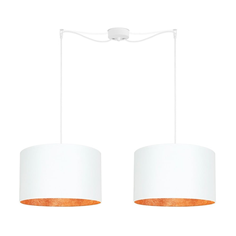 E-shop Biele dvojité stropné svietidlo s vnútrajškom v medenej farbe Sotto Luce Mika