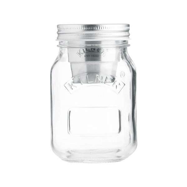 Cestovný sklenený pohár na desiatu s miskou na dresing Kilner, 0,5 l