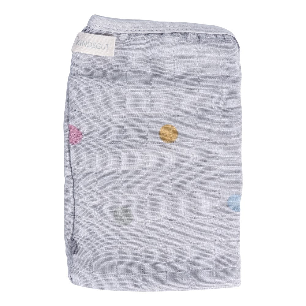 E-shop Súprava 2 sivých mušelínových uteráčikov Kindsgut Dots, 14 x 20 cm