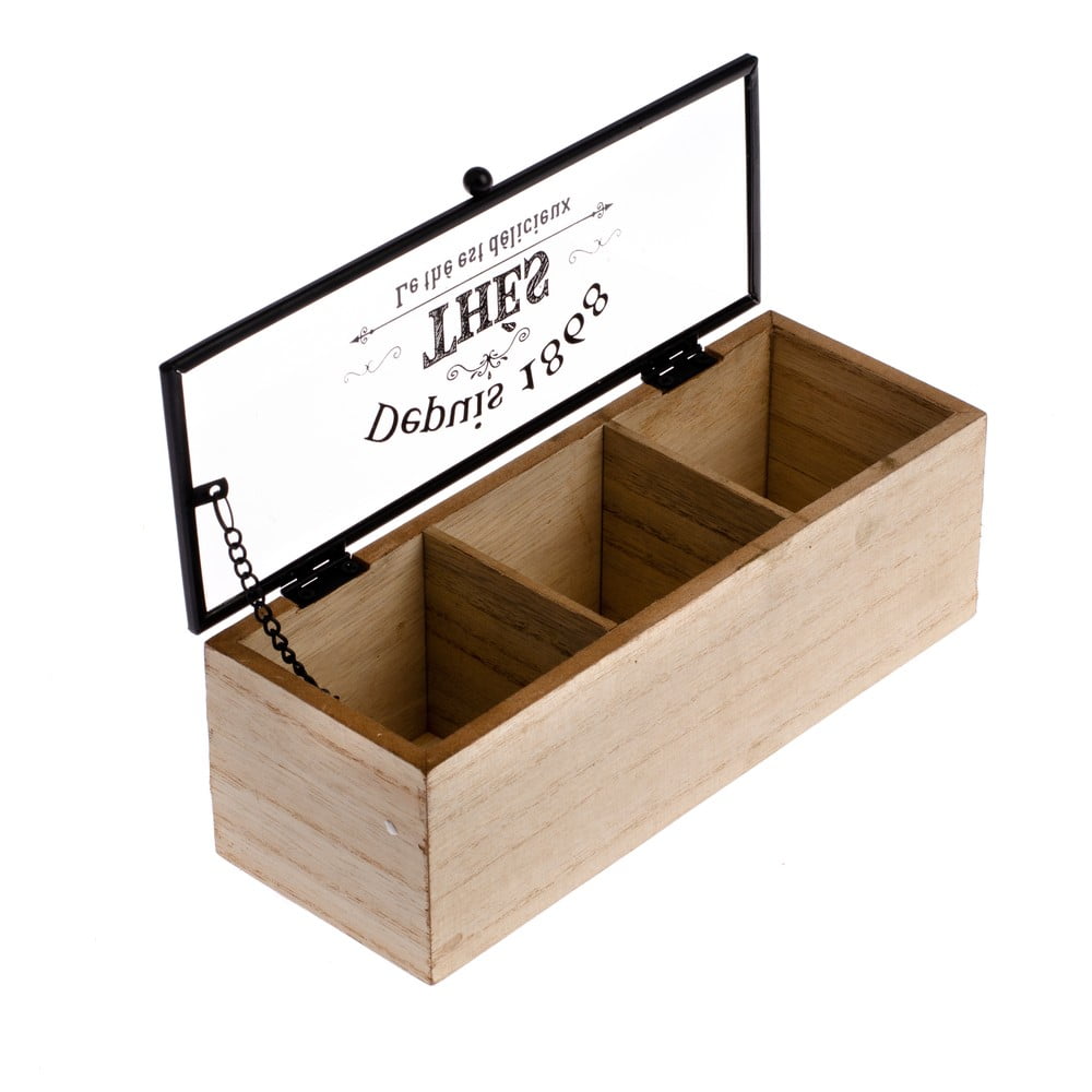 E-shop Drevená škatuľka na čaj se 3 priehradkami Dakls, 22,5 x 8 cm