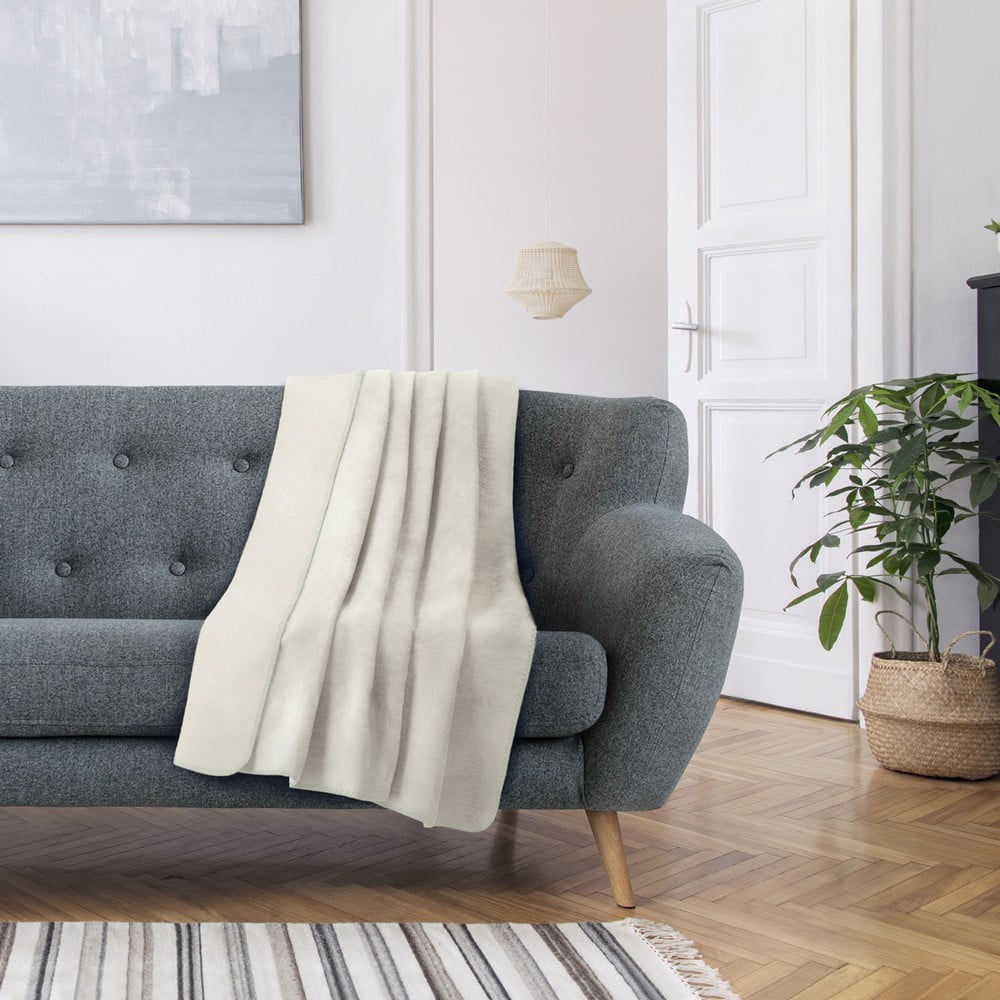 E-shop Biela deka s prímesou bavlny AmeliaHome Virkkuu, 150 x 200 cm