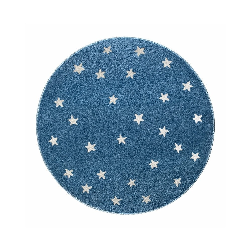 Obrázok Modrý okrúhly koberec s hviezdami KICOTI Azure Stars, 133 × 133 cm