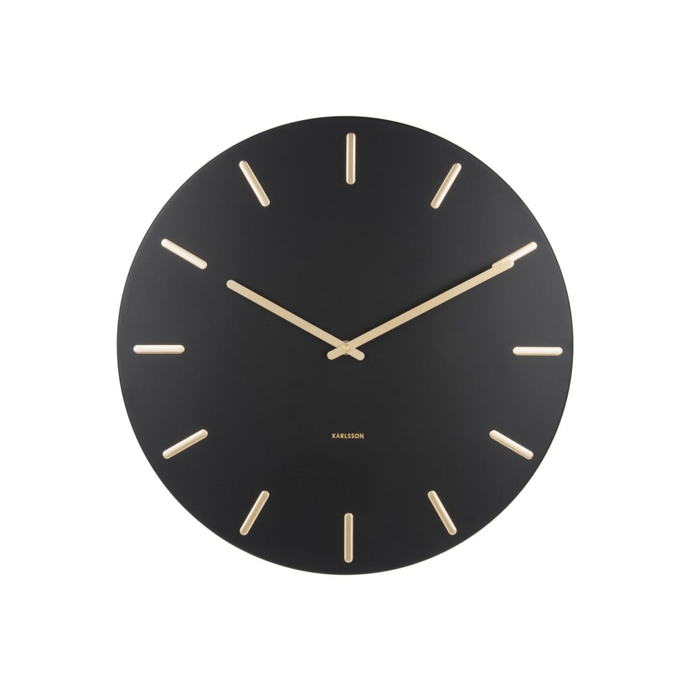 E-shop Čierne nástenné hodiny Karlsson Charm