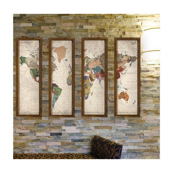 Dekoratívny viacdielny obraz World, 19 × 70 cm
