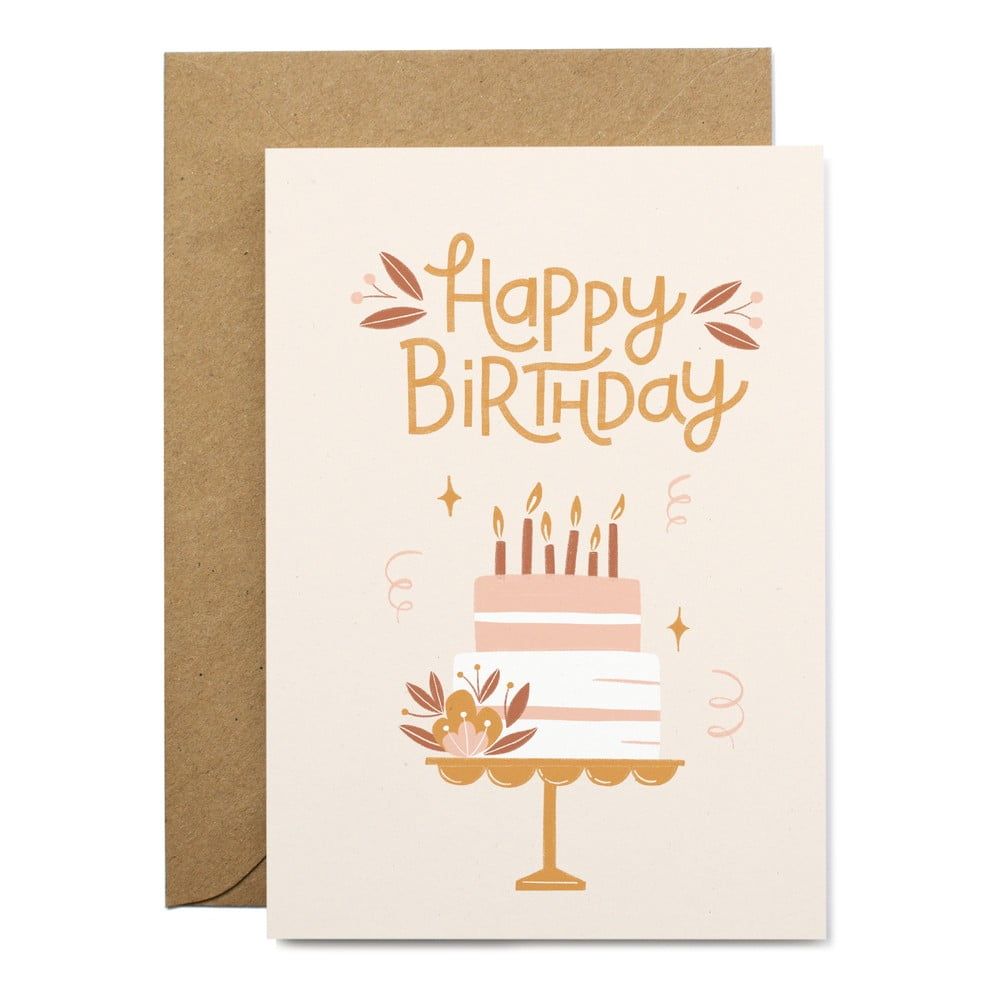 E-shop Narodeninové prianie z recyklovaného papiera s obálkou Printintin Happy Birthday, formát A6