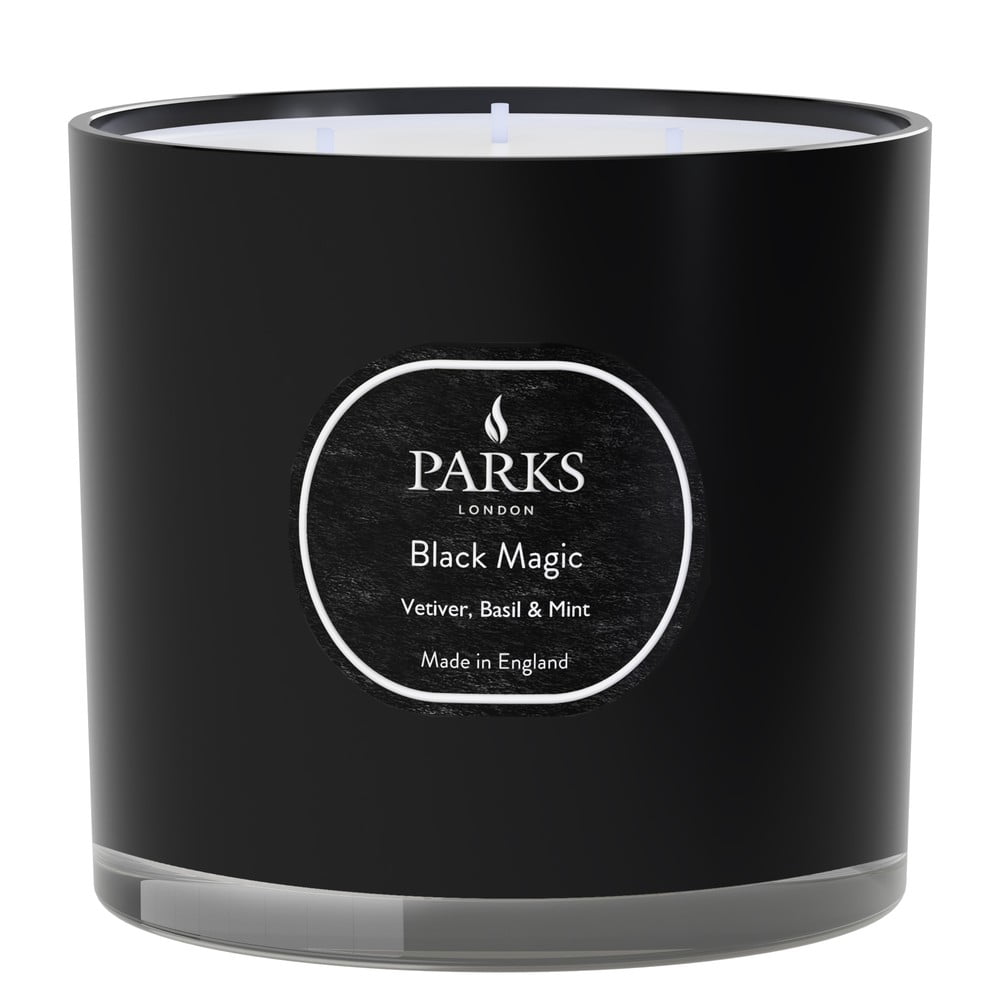 Sviečka s vôňou vetiveru, bazalky a mäty Parks Candles London Black Magic, doba horenia 56 h