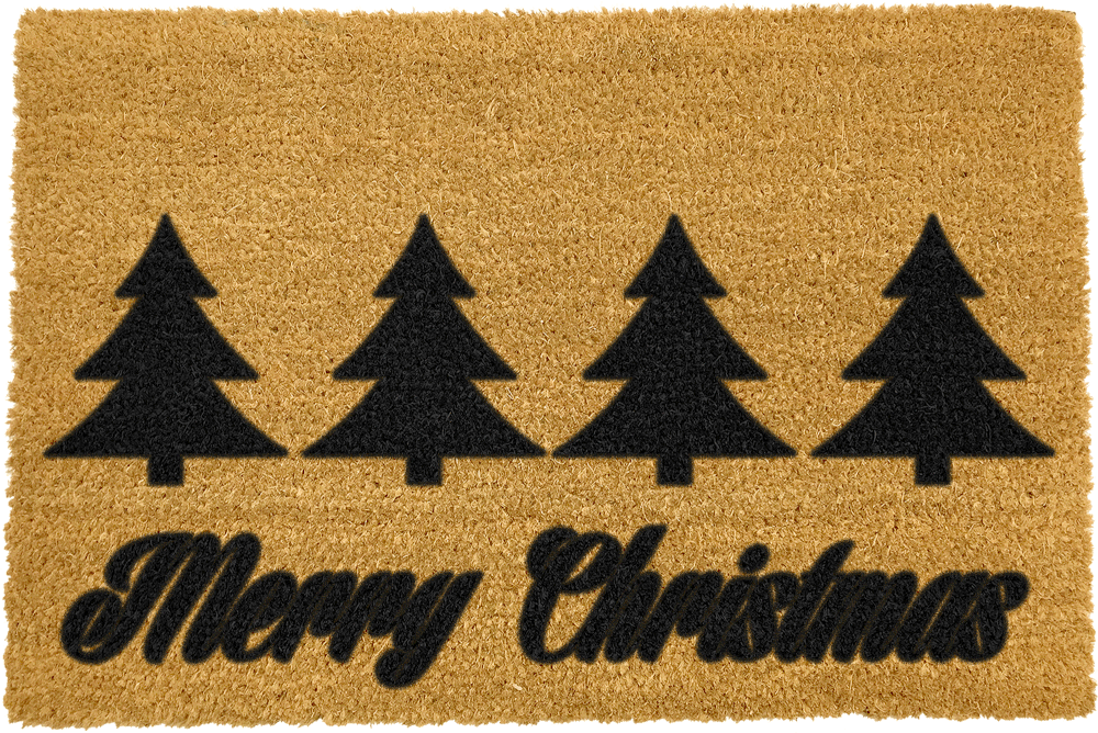 Obrázok Čierna rohožka z prírodného kokosového vlákna Artsy Doormats Merry Trees, 40 x 60 cm