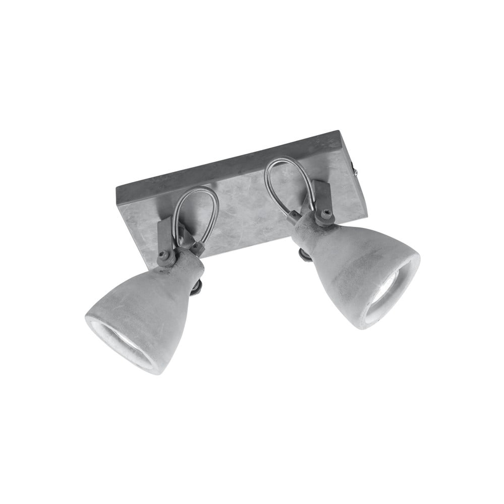E-shop Sivé nástenné svietidlo na 2 žiarovky Trio Concrete, dĺžka 23 cm