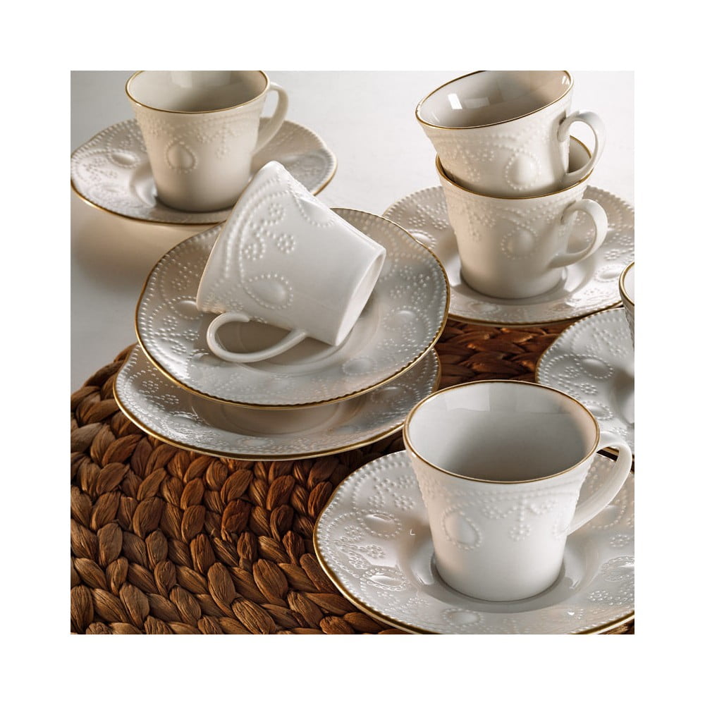 E-shop Sada 6 porcelánových šálok na kávu s tanierikom Kutahya Stitched