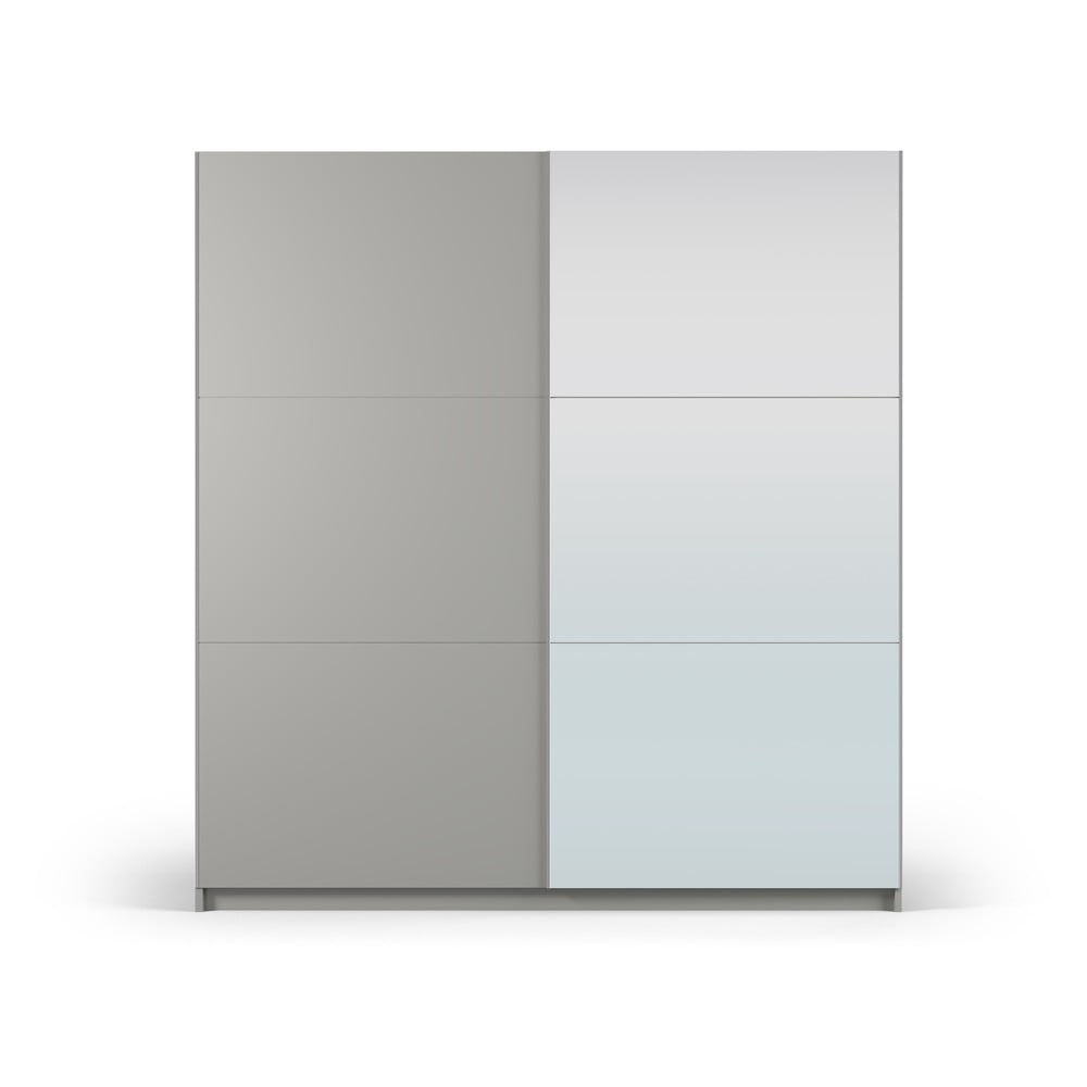 E-shop Sivá šatníková skriňa so zrkadlom a s posuvnými dverami 200x215 cm Lisburn - Cosmopolitan Design
