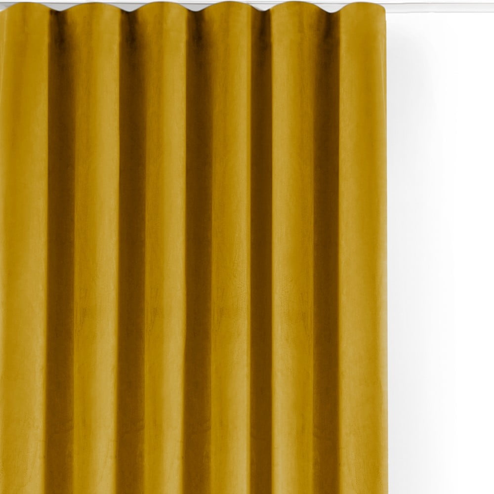 Zamatový dimout záves v horčicovej farbe 530x175 cm Velto – Filumi