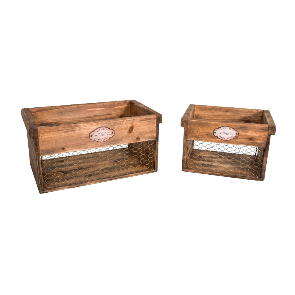 E-shop Sada 2 drevených úložných boxov Antic Line