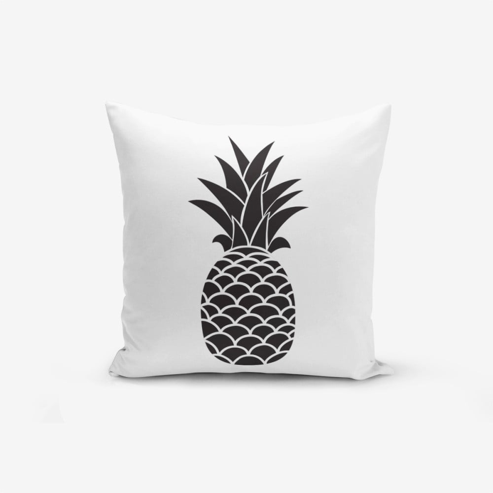 E-shop Čierno-biela obliečka na vankúš s bavlnou Minimalist Cushion Covers Black White Pineapple, 45 × 45 cm