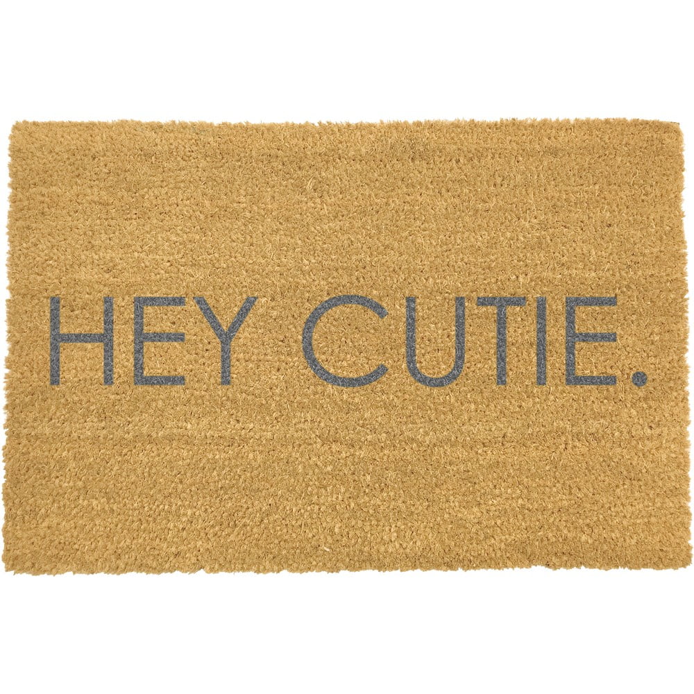 Obrázok Sivá rohožka z prírodného kokosového vlákna Artsy Doormats Hey Cutie, 40 x 60 cm