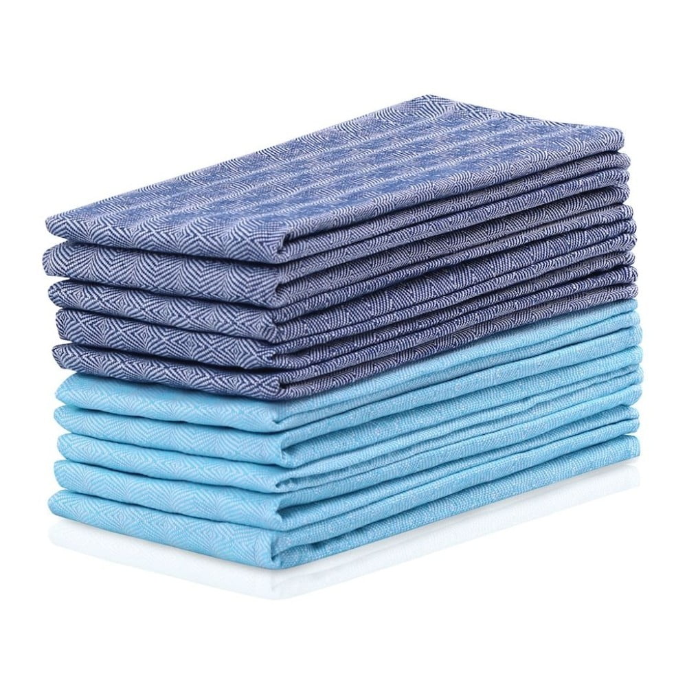 Súprava 10 modro-tyrkysových bavlnených utierok DecoKing Louie, 50 x 70 cm
