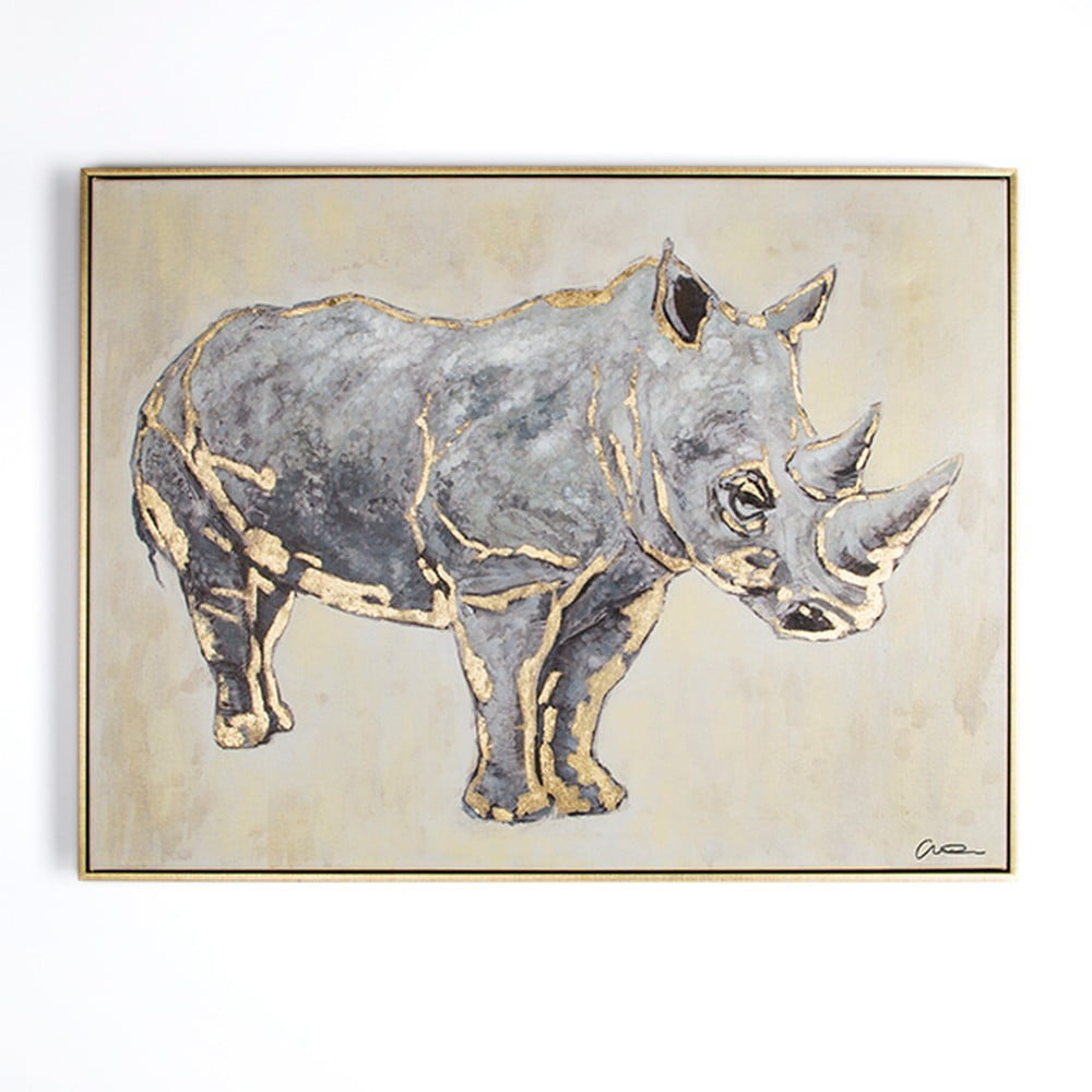 E-shop Ručne maľovaný obraz Graham & Brown Rhino, 80 × 60 cm