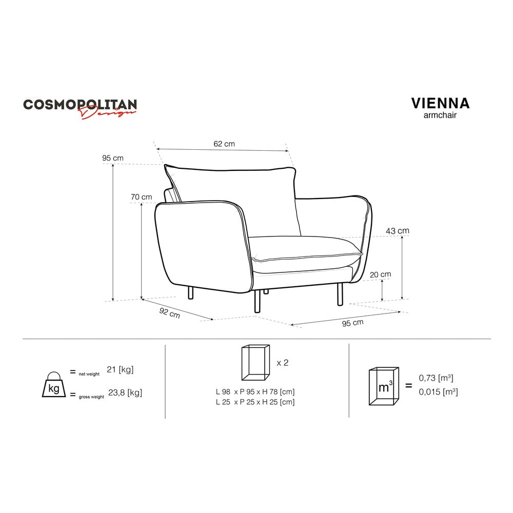 Obrázok Tmavosivé kreslo Cosmopolitan Design Vienna