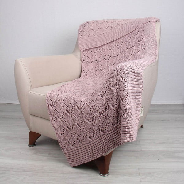 Ružová bavlnená deka Cotton, 170 × 130 cm