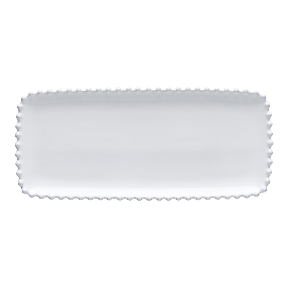 E-shop Biela kameninová dlhá tácka Costa Nova Pearl, dĺžka 30 cm
