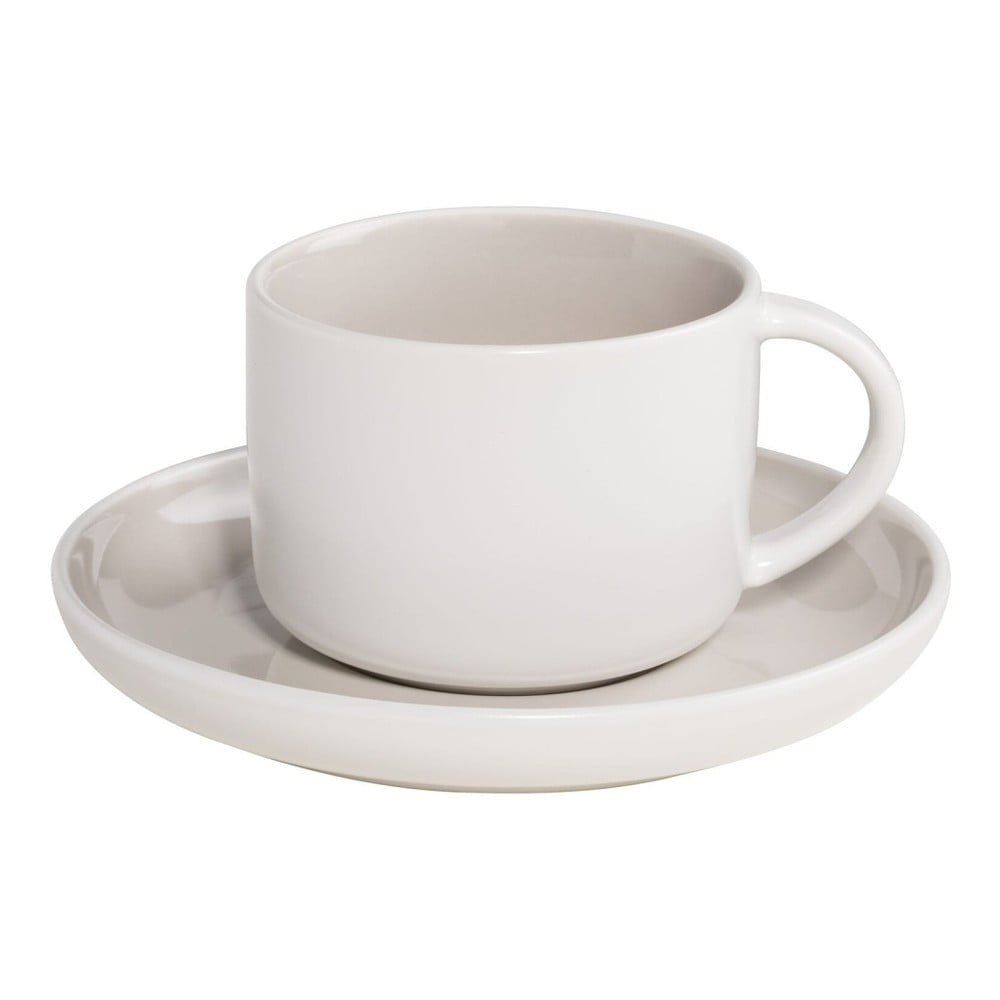 E-shop Bielo-sivý porcelánový hrnček s tanierikom Maxwell&Williams Tint, 240ml
