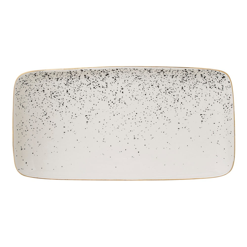 E-shop Biely kameninový servírovací tanier Bloomingville Venus, 30 x 15 cm