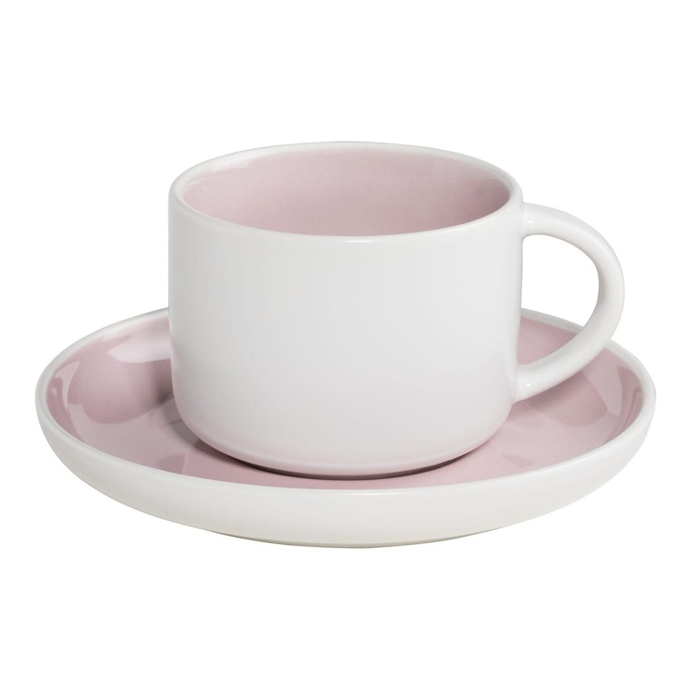 E-shop Bielo-ružový porcelánový hrnček s tanierikom Maxwell&Williams Tint, 240ml