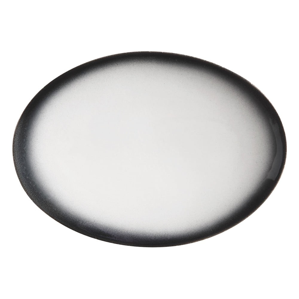 E-shop Bielo-čierny keramický oválny tanier Maxwell & Williams Caviar, 30 x 22 cm