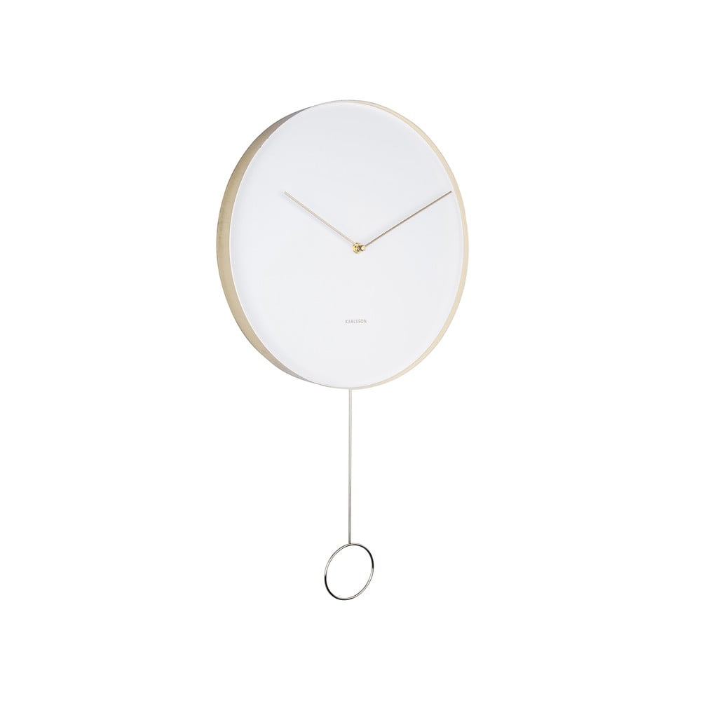 E-shop Biele nástenné kyvadlové hodiny Karlsson Pendulum, ø 34 cm